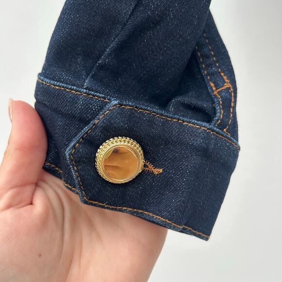 New Marciano By Guess Kylie Denim Jacket Cropped Dark Wash Small 4 Boxy 40 - Picture 9 of 14